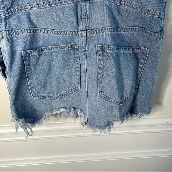 Free People torn up jumper‎ distressed denim skirt overall size 0 - Picture 8 of 10